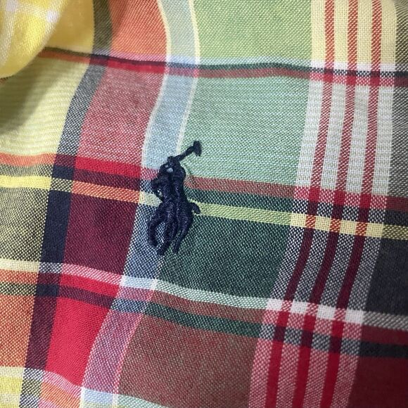 Ralph Lauren Yellow/Red Multi Color Plaid  Kids Button Down 3/3T Long Sleeve - Picture 3 of 4